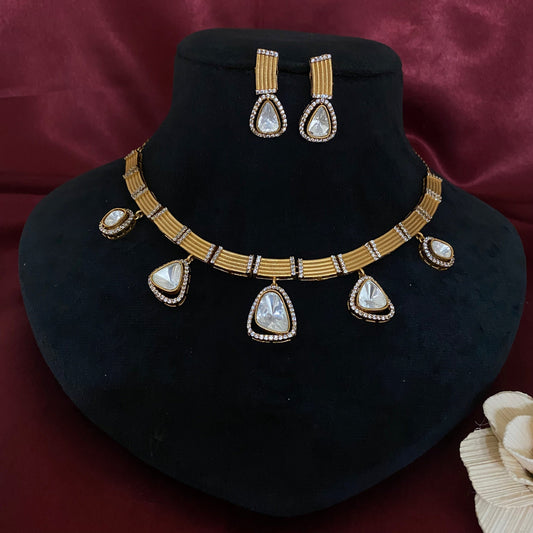 Premium Quality Moissanite Kundan Necklace Set