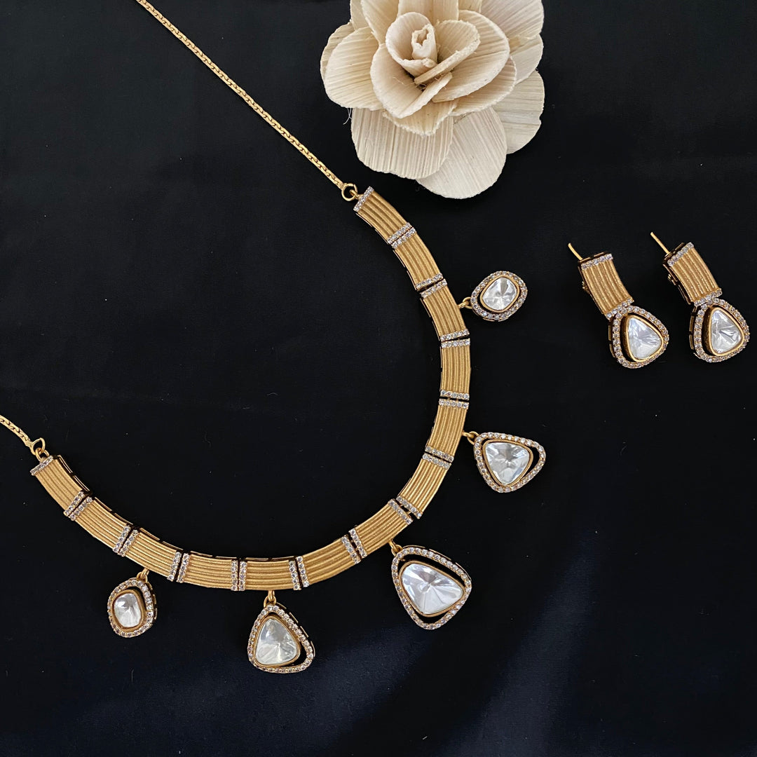 Premium Quality Moissanite Kundan Necklace Set