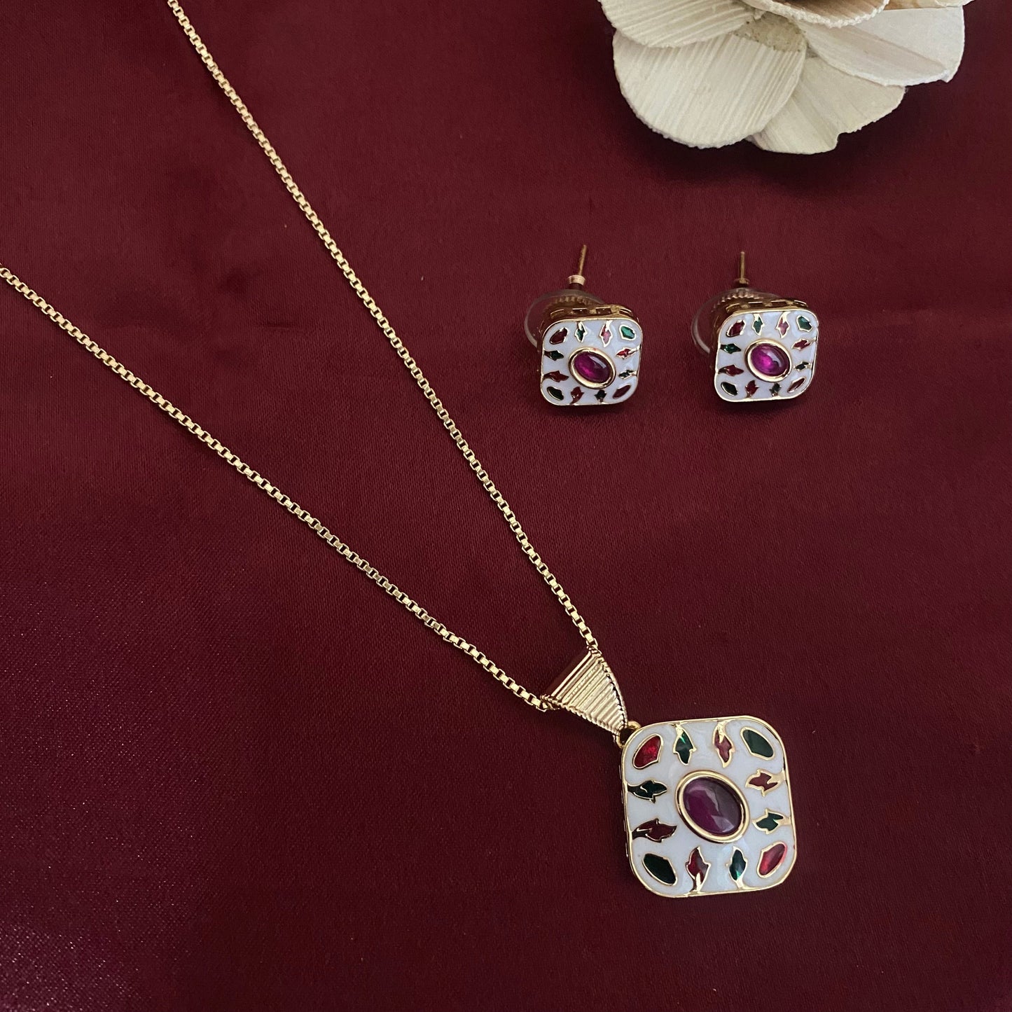 Meenakari Pendant Set