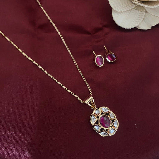 Kundan Polki Pendant Set