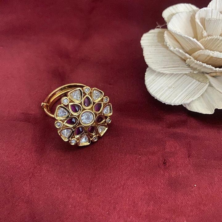 Kundan Polki Adjustable Finger Ring