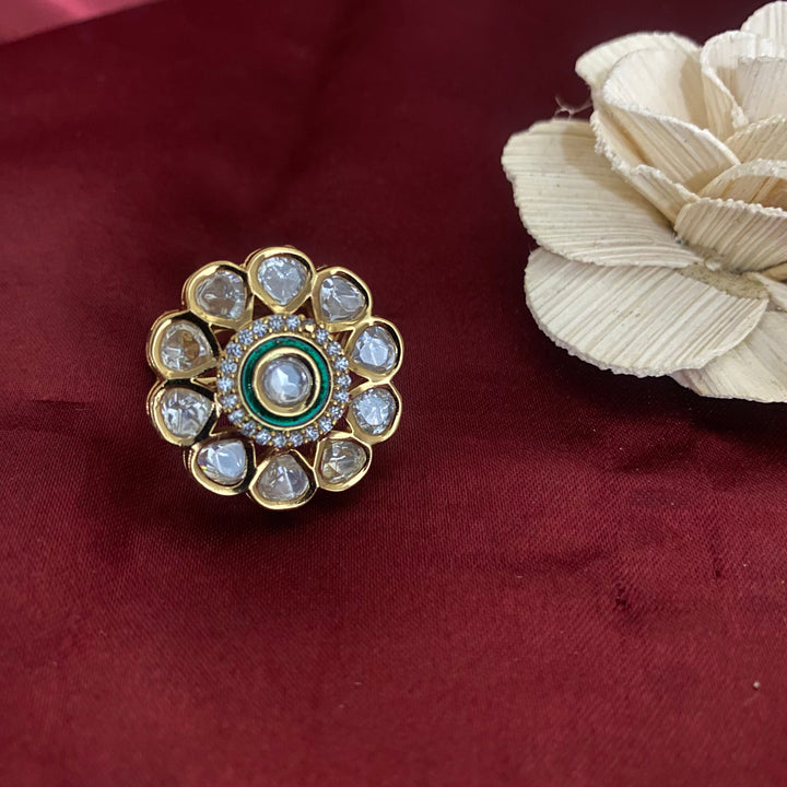 Kundan Meenakari Finger Ring