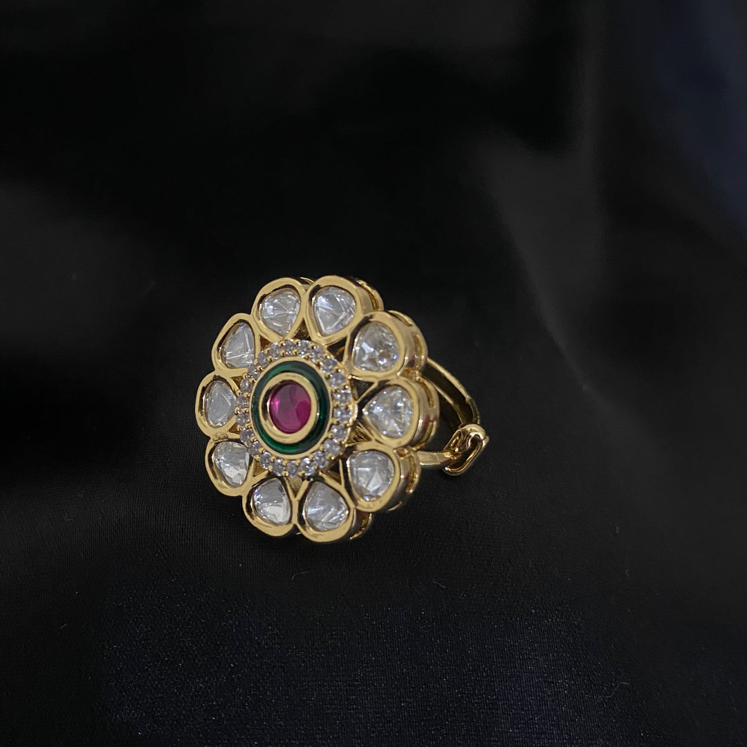 Kundan Meenakari Finger Ring