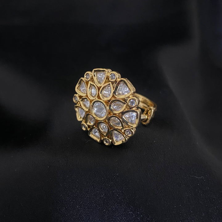 Kundan Polki Adjustable Finger Ring