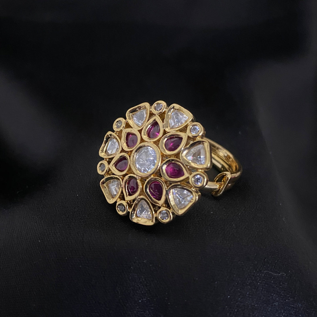 Kundan Polki Adjustable Finger Ring
