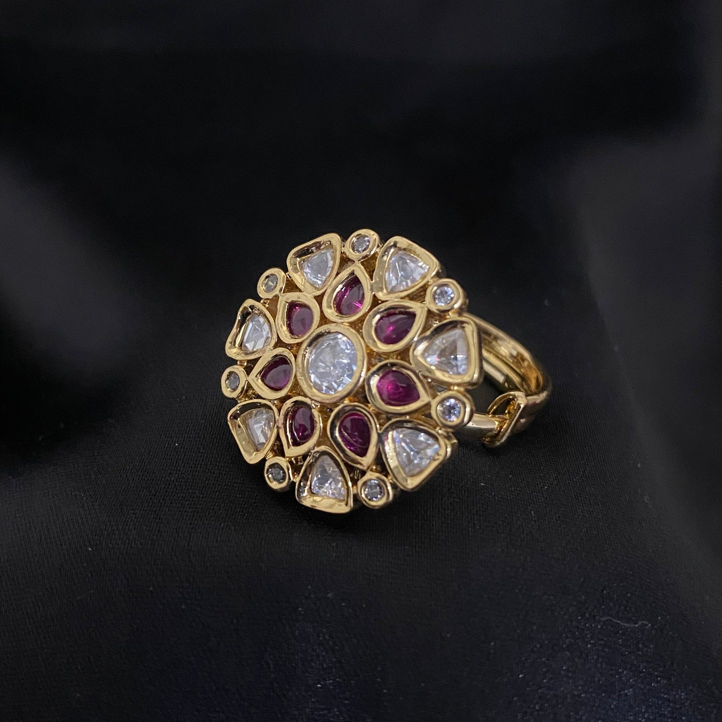 Kundan Polki Adjustable Finger Ring