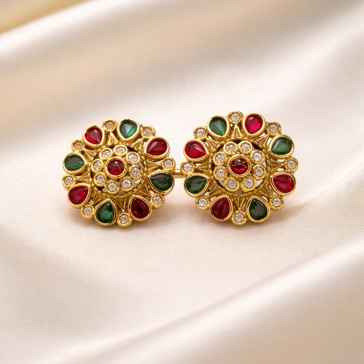 Gold Plated Flower Designer Stud Earrings