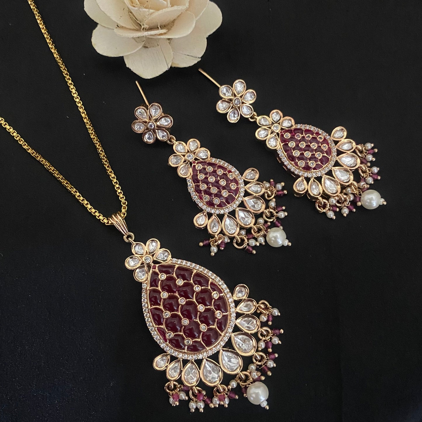 Bridle Kundan Polki Pendant Set
