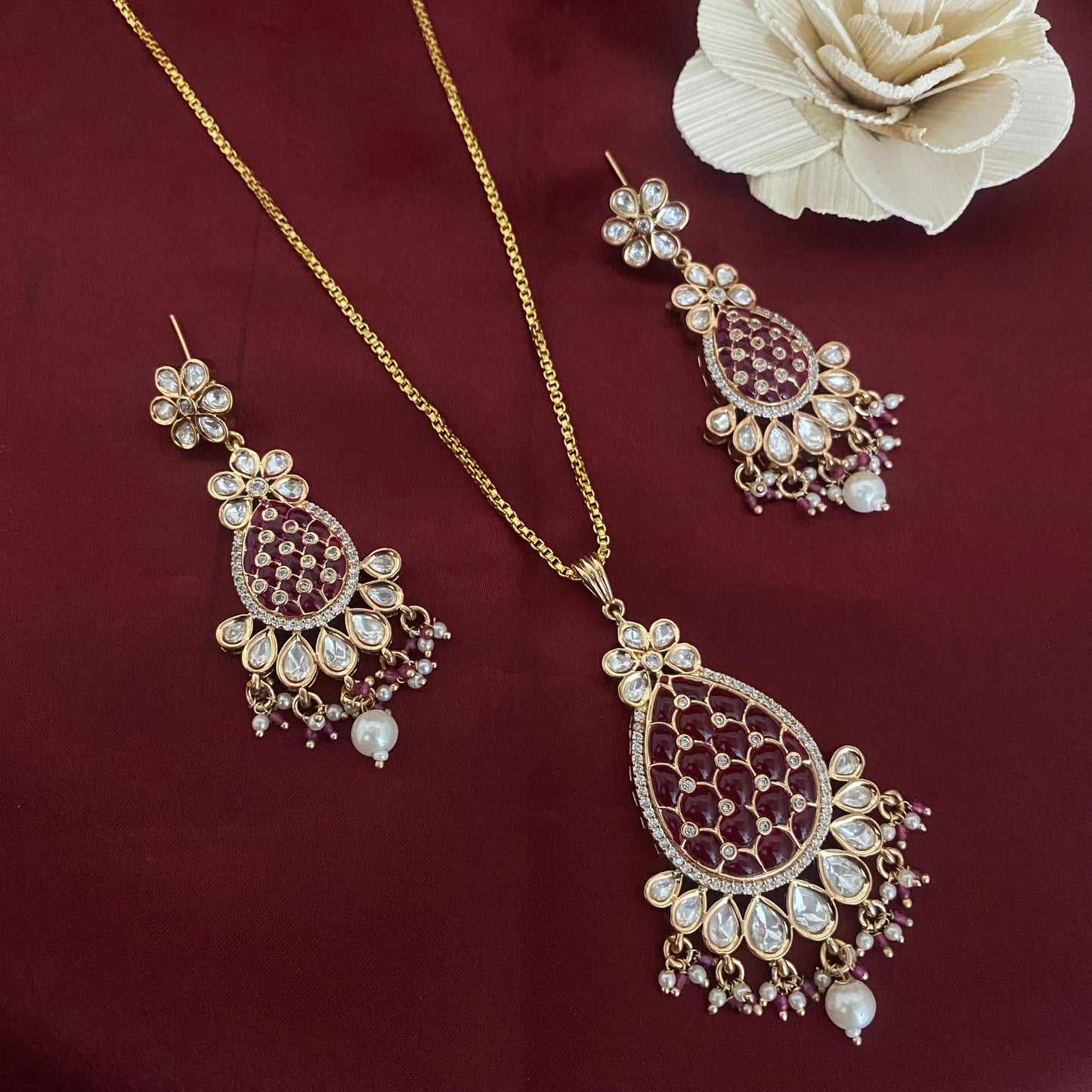 Bridle Kundan Polki Pendant Set