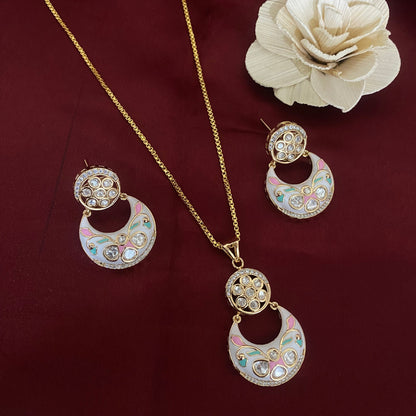 Exclusive Meenakari Kundan  Pendant Set