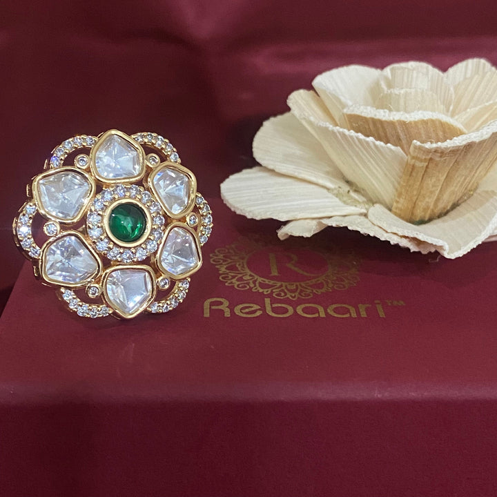 Kundan Polki Adjustable Ring