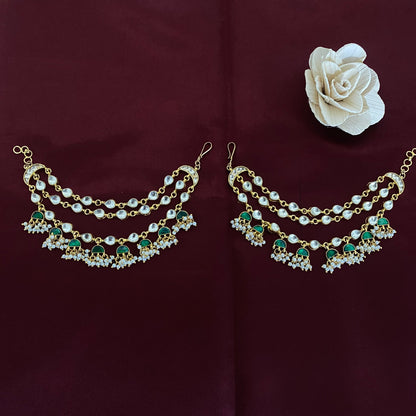 Unique Designs Pachi kundan Hair Chain