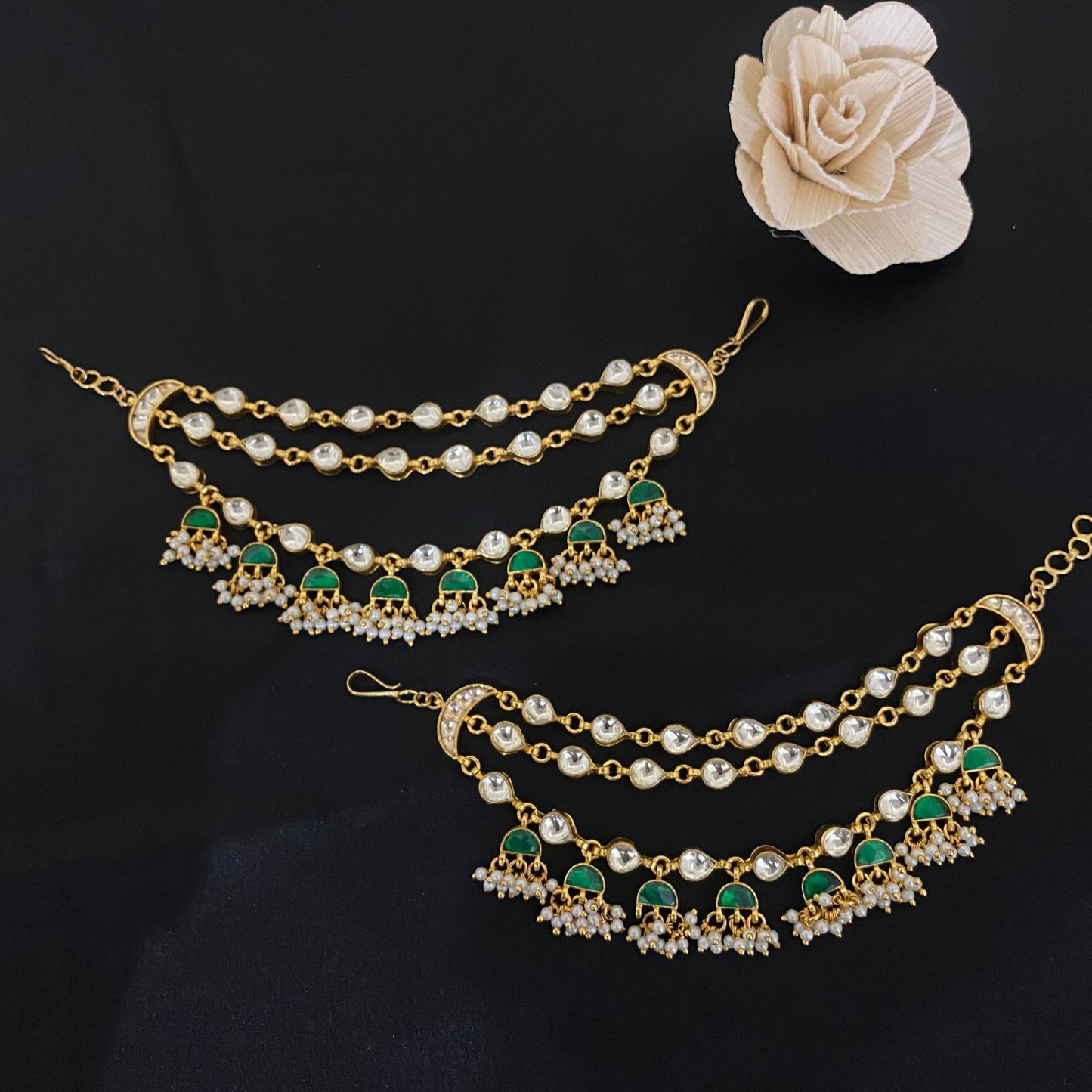 Unique Designs Pachi kundan Hair Chain