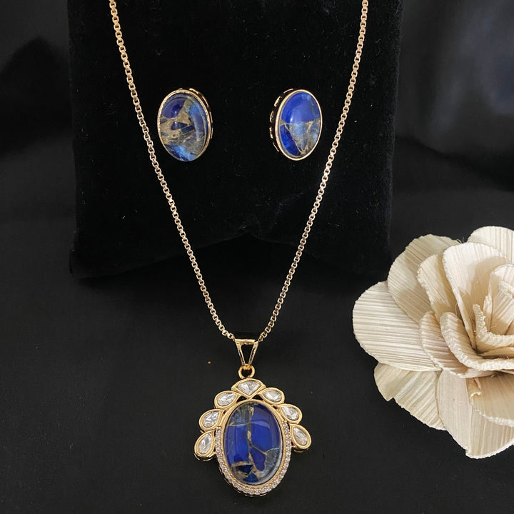 Unique Double Stone Kundan polki pendant set