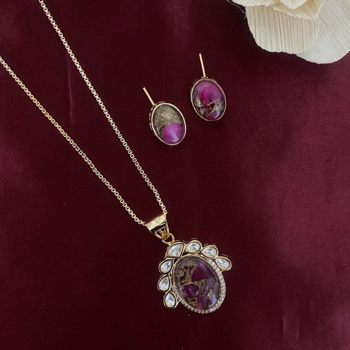 Unique Double Stone Kundan polki pendant set