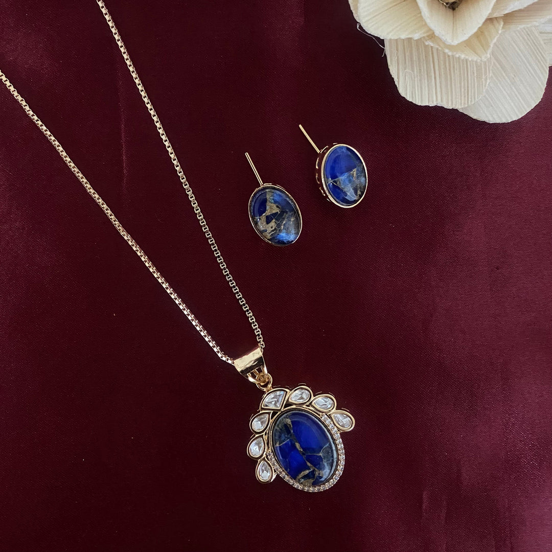 Unique Double Stone Kundan polki pendant set