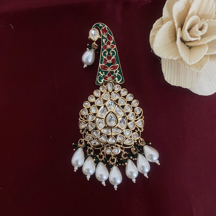 Traditional Indian Turban Ornament Kundan Kalangi for Men