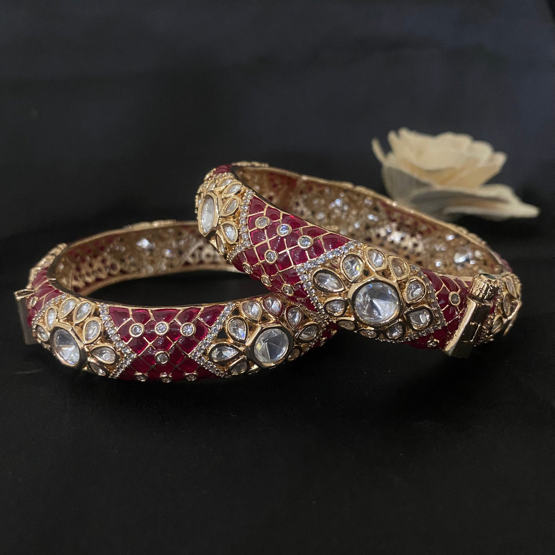 Meenakari Kundan Polki Bangles