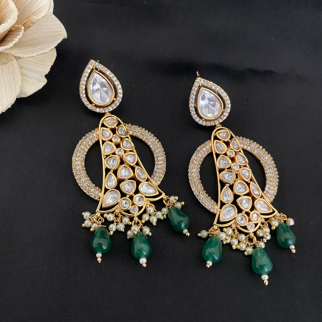 Beautiful Gold Plated Kundan Polki Earrings