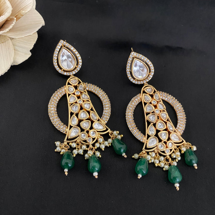 Beautiful Gold Plated Kundan Polki Earrings