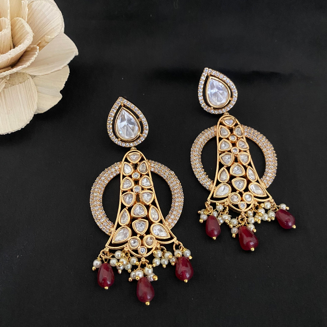 Beautiful Gold Plated Kundan Polki Earrings