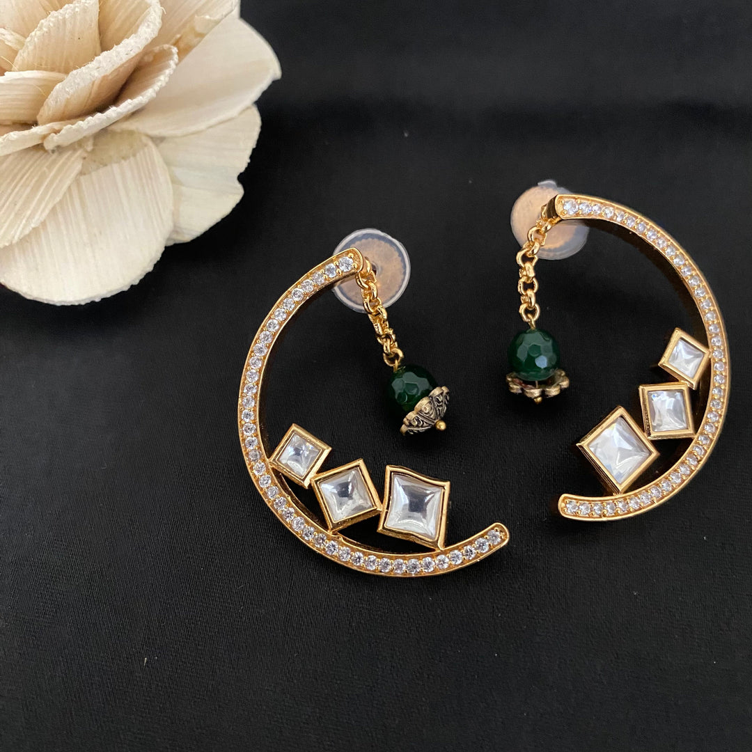 Half Moon Layered Kundan Polki Studs