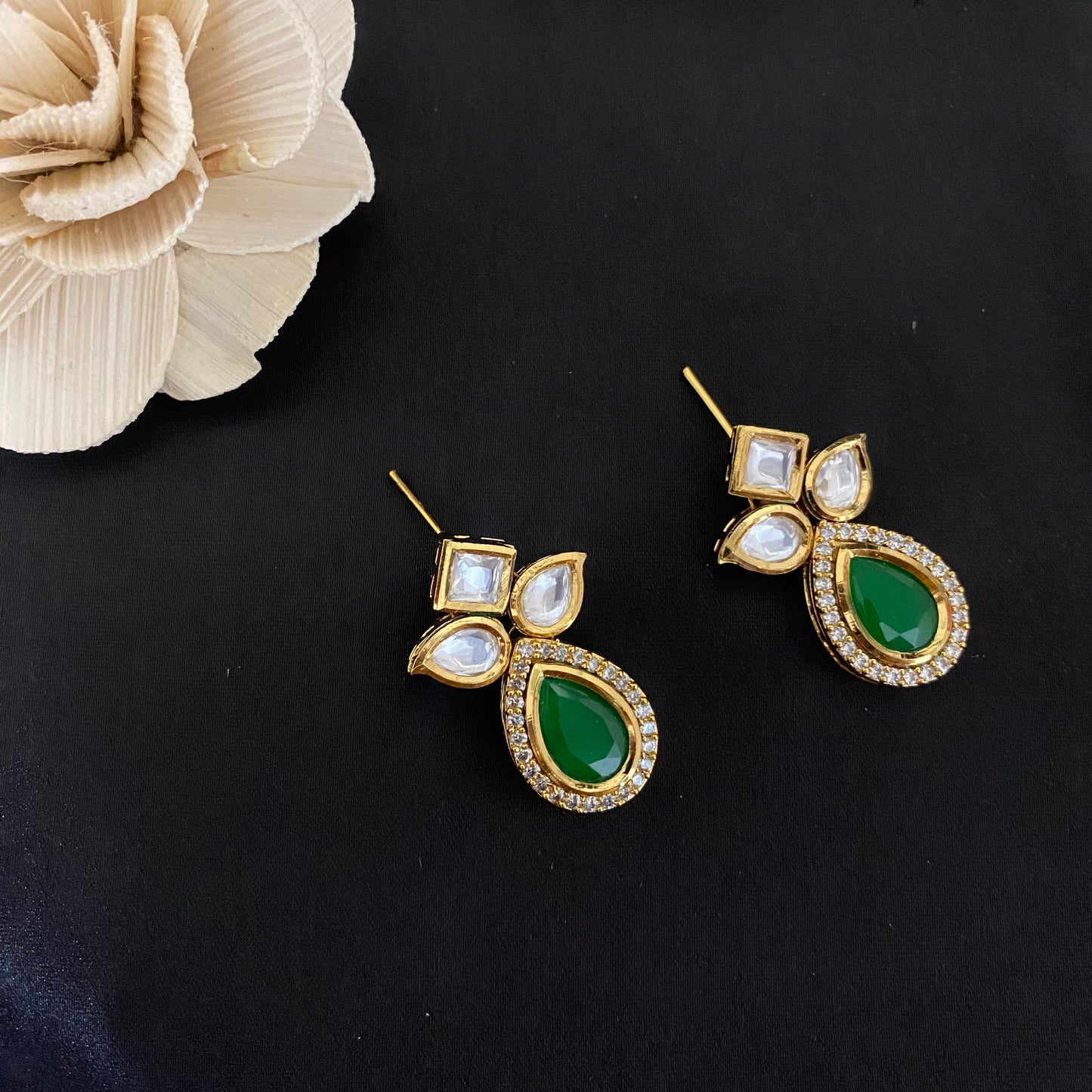 Droplet Kundan Polki Earrings
