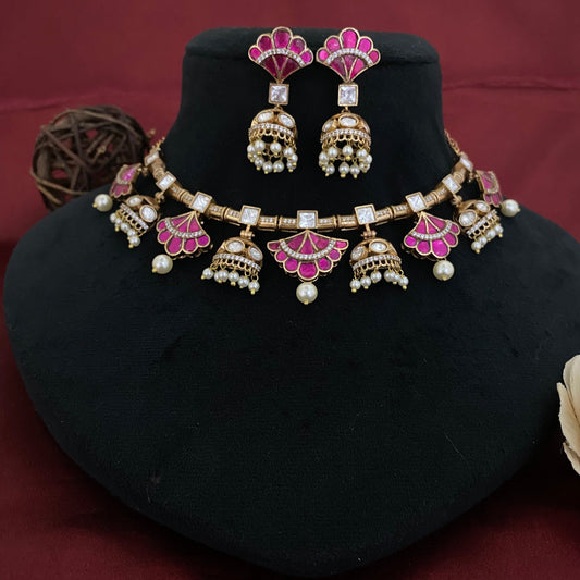 Elegant Kundan Polki Necklace Set