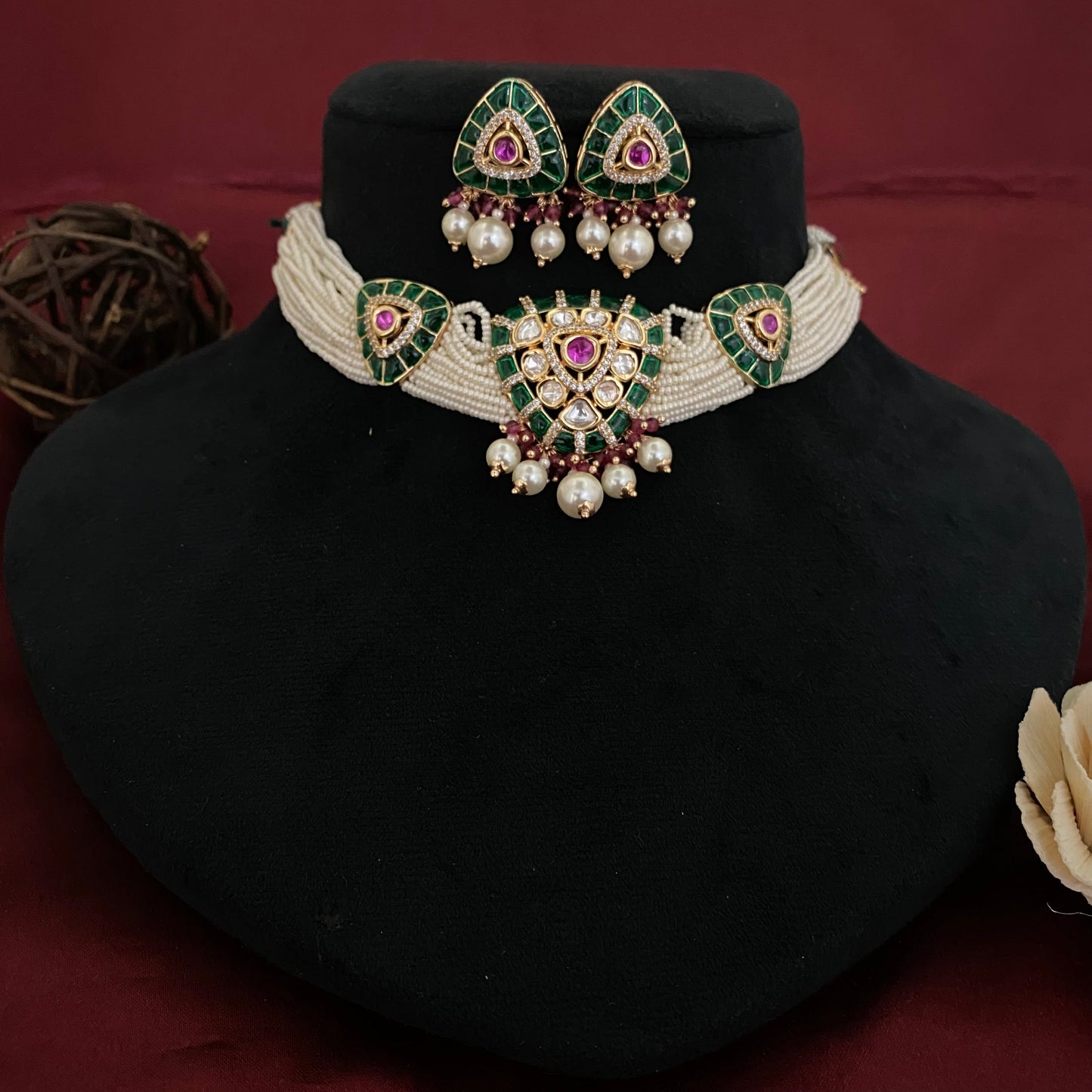 Elegant Kundan Polki Choker Set