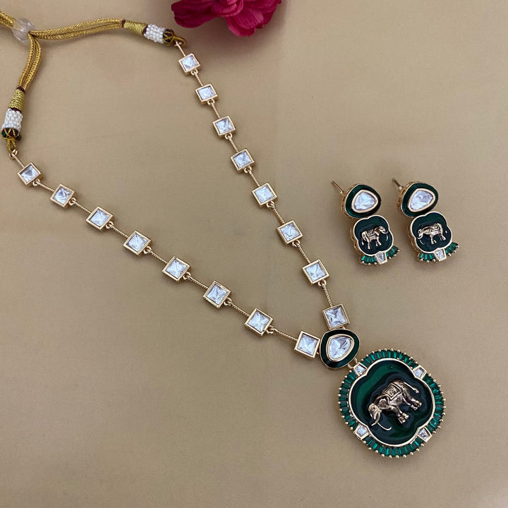 Elephant Art Kundan Polki Necklace Set