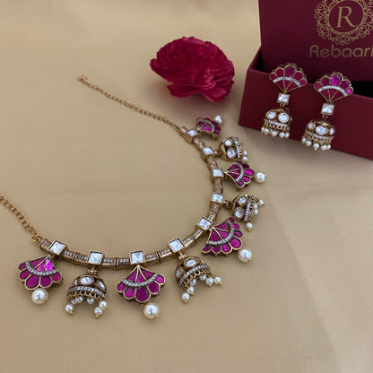 Elegant Kundan Polki Necklace Set