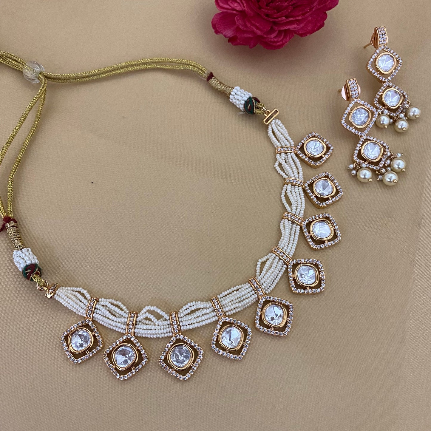 Dazzling Kundan Polki Necklace Set
