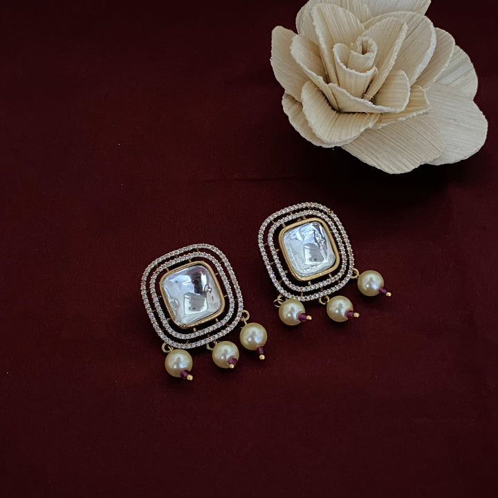 Square Design Kundan Polki Studs