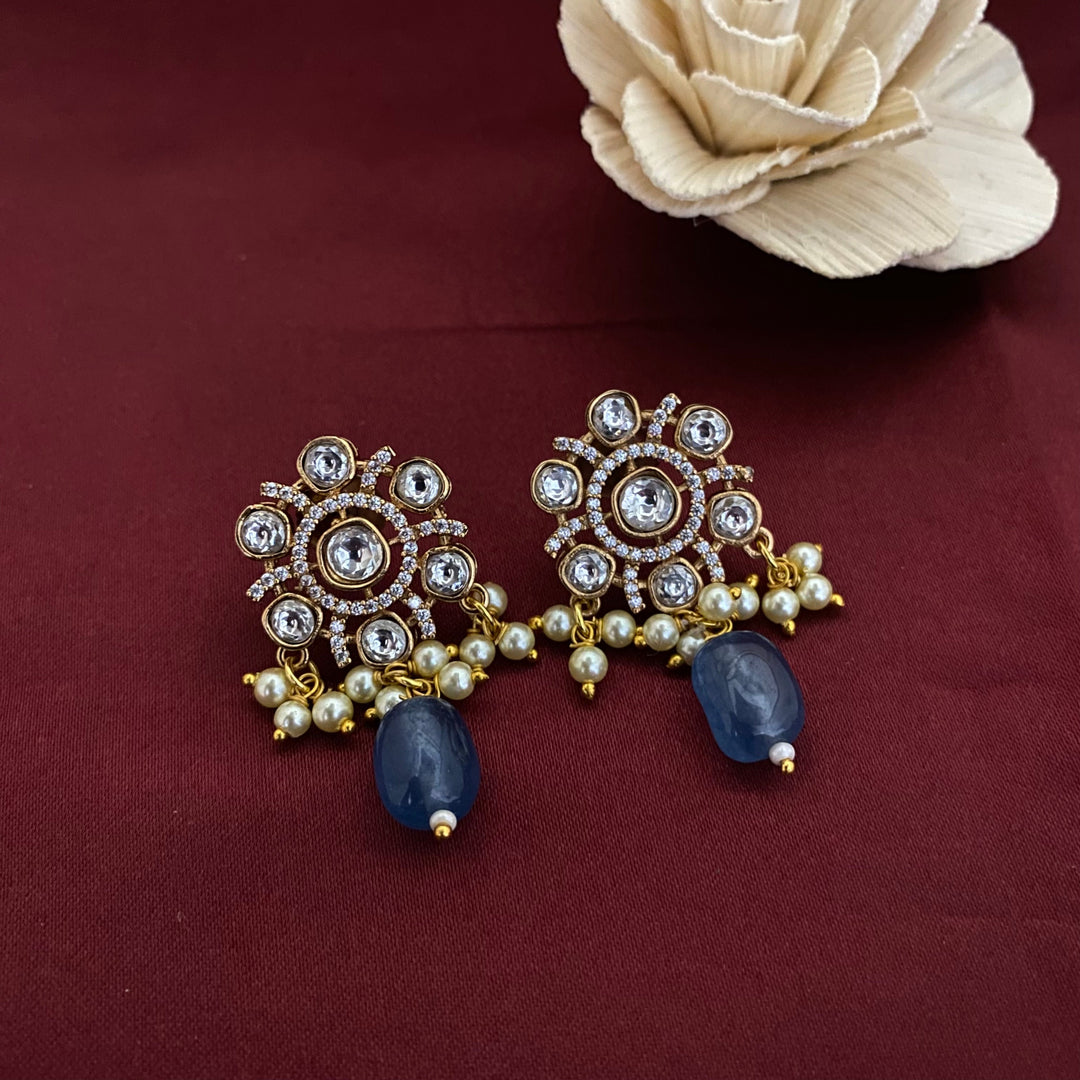 Flower Design Kundan Polki Studs