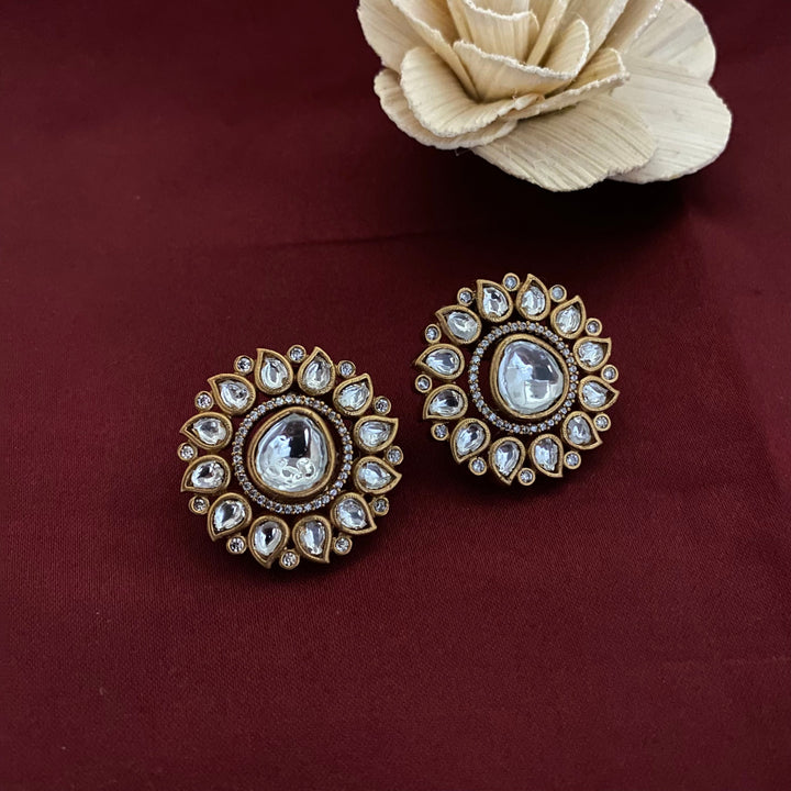 Sunflower Design Kundan Polki Studs