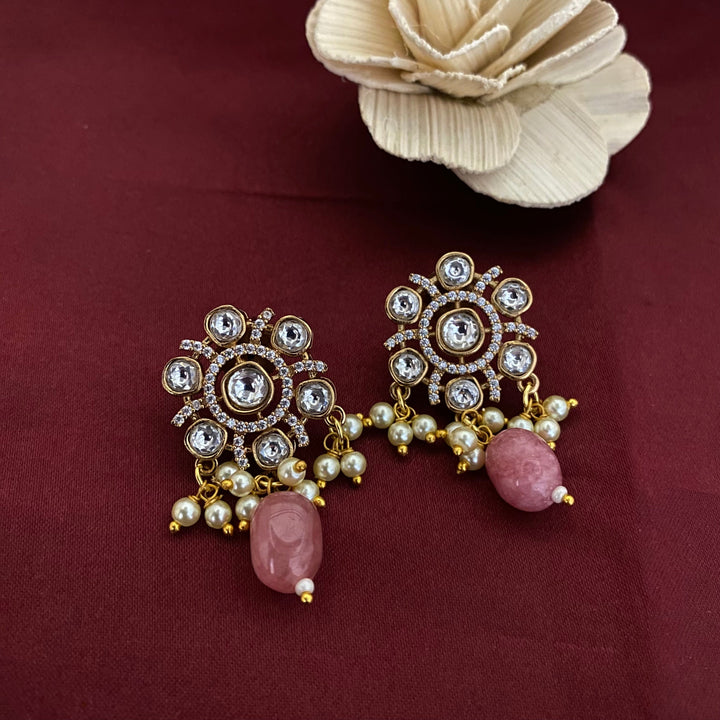 Flower Design Kundan Polki Studs