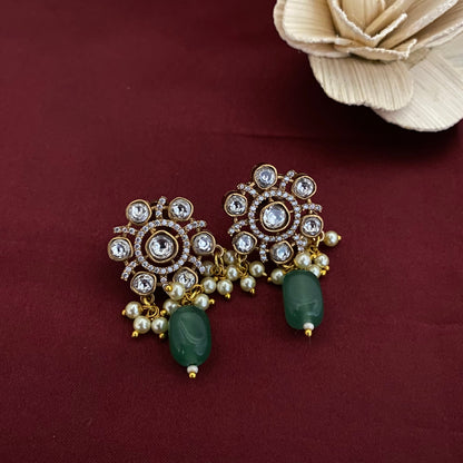 Flower Design Kundan Polki Studs