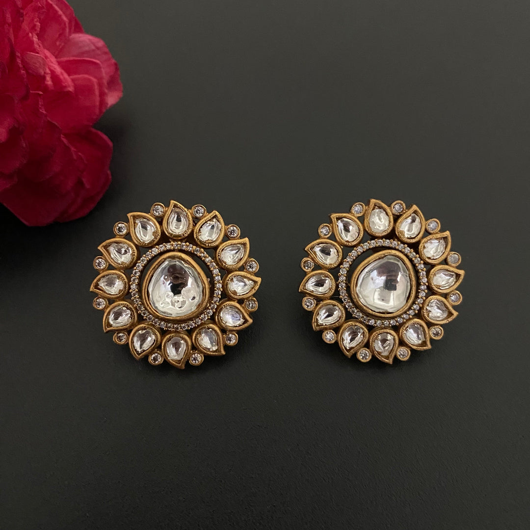 Sunflower Design Kundan Polki Studs