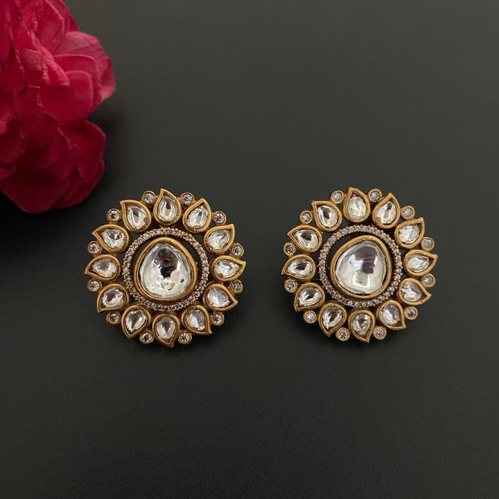Sunflower Design Kundan Polki Studs