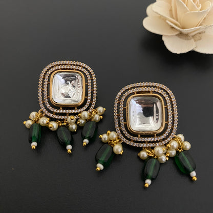 Square Design Kundan Polki Studs