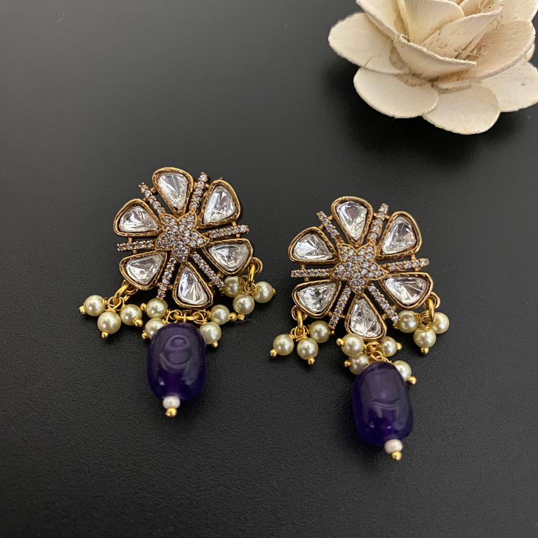 Round Design Kundan Polki Studs