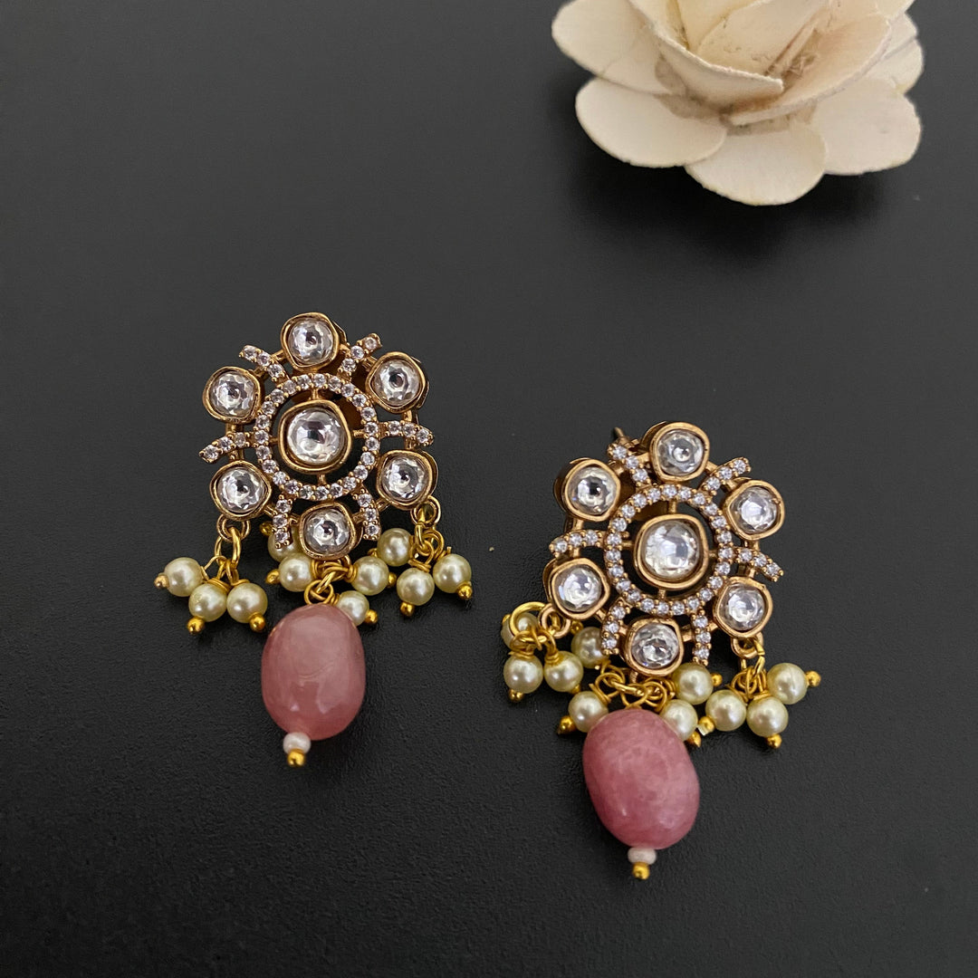 Flower Design Kundan Polki Studs