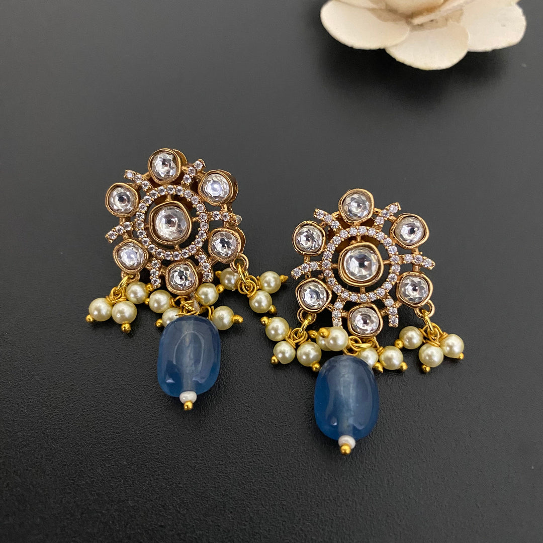 Flower Design Kundan Polki Studs