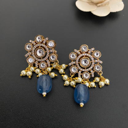 Flower Design Kundan Polki Studs
