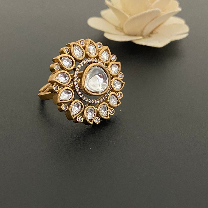Sunflower Design Kundan Polki Rings