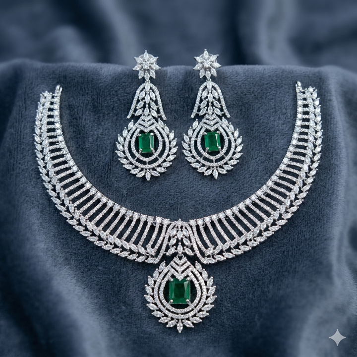 White AD Stone Necklace Set