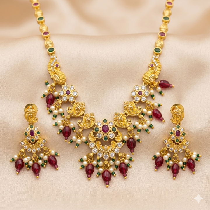 Peacock design Antique Necklace Set