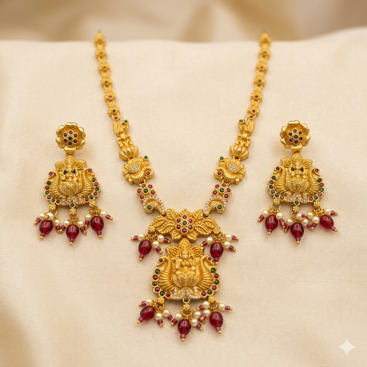 Laxmi Temple Antique Necklace Set