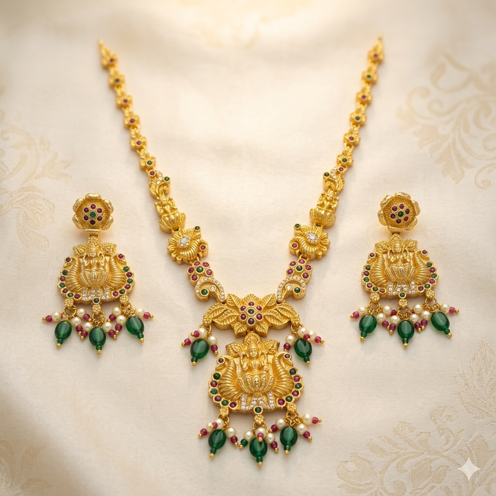 Laxmi Temple Antique Necklace Set