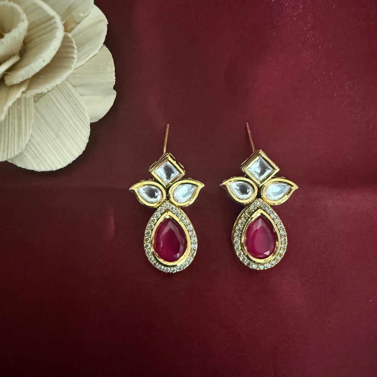 Droplet Kundan Polki Earrings